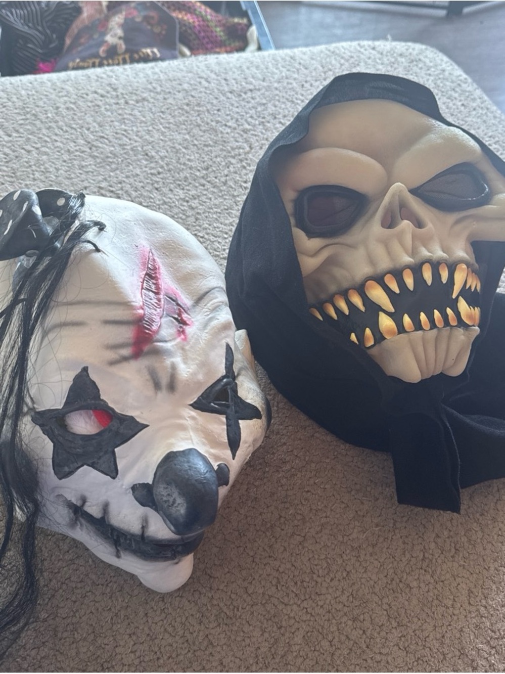 Kids Halloween Creepy Clown and Skull Mask Set - White & Black